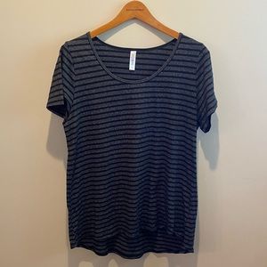 Lularoe Classic T- size L.  Black and grey stripe top